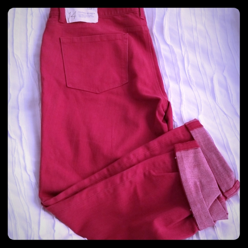 NWT LOFT Modern Straight Red Jeans
